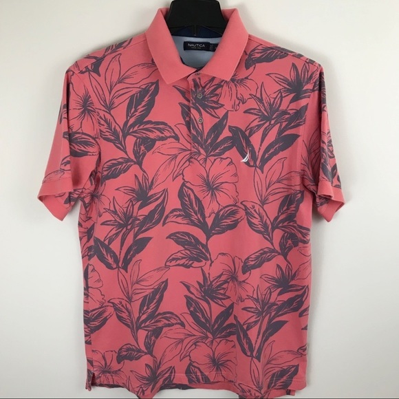 Nautica Other - Nautica Tropical Pink Gray Golf Polo Shirt XL Mens